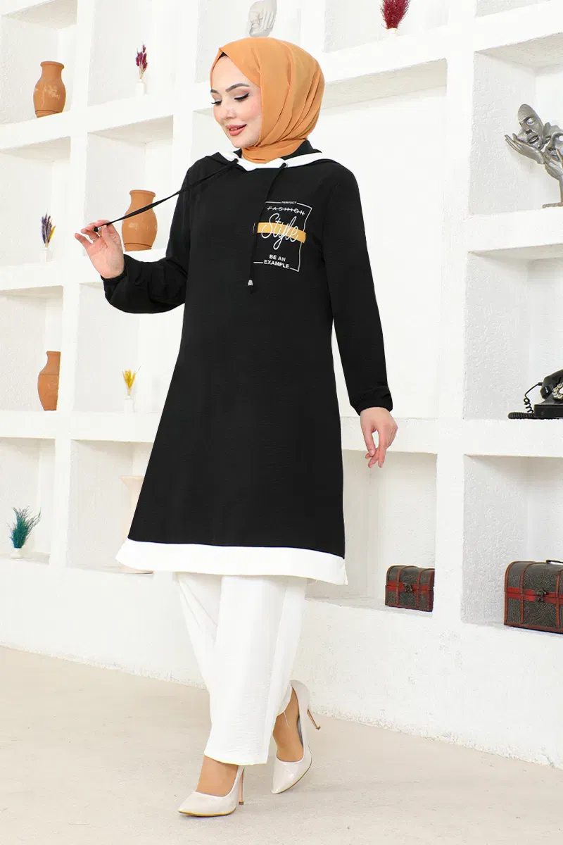 Modaselvim Hijab Combinations COMBINED NYA2440-M Black Crocodile