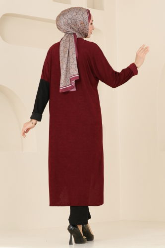 moda selvim Combined PL292 Burgundy & Black - Thumbnail