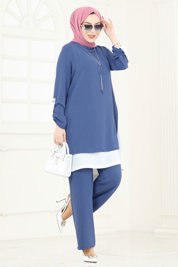 Modaselvim NET 20%+20% DISCOUNT IN THE CARD Combined PL8034 Indigo&Ecru