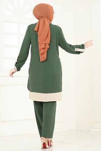 moda selvim طقم اخضر عفني PL8034 - Thumbnail