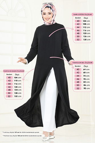 moda selvim طقم اسود سكري PL8053 - Thumbnail