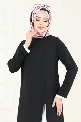 moda selvim طقم اسود سكري PL8053 - Thumbnail