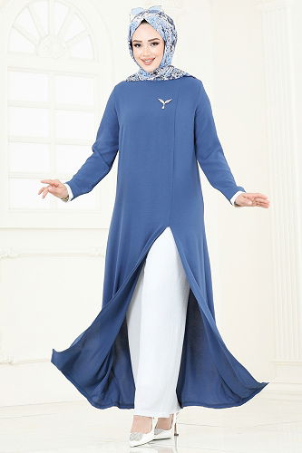 moda selvim طقم أزرق وسكري PL8053 - Thumbnail