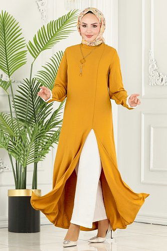 moda selvim طقم خردلي فاتح &سكري PL8053 - Thumbnail