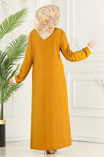 moda selvim طقم خردلي فاتح &سكري PL8053 - Thumbnail