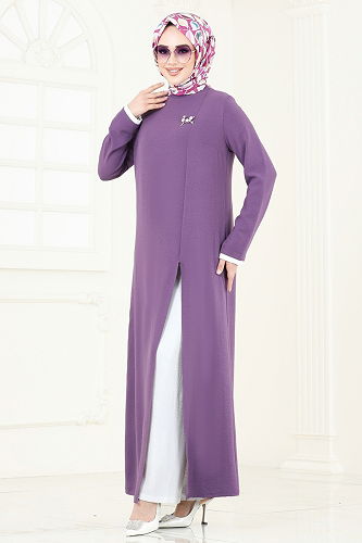 moda selvim طقم ليلكي وسكري PL8053 - Thumbnail