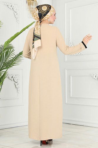 moda selvim طقم بيج واسود PL8053 - Thumbnail