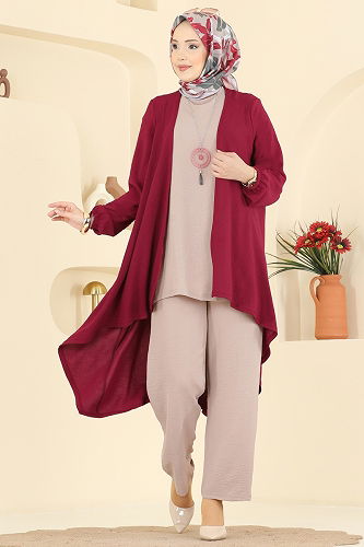 moda selvim Combined PL8058 Burgundy&Vision - Thumbnail