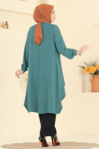 moda selvim طقم أخضر باهت غامق واسود PL8058 - Thumbnail