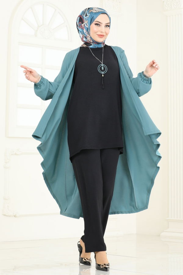 Modaselvim خصم صافٍ20%+20% في سلة التسوق طقم أخضر باهت وأسود PL8058