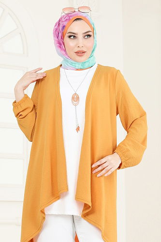 moda selvim طقم خردلي وسكري PL8058 - Thumbnail