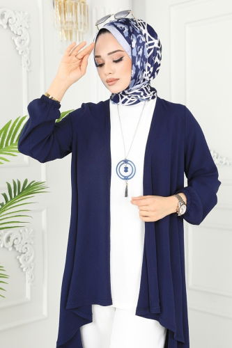 moda selvim Combined PL8058 Navy Blue&Ecru - Thumbnail