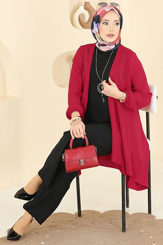 moda selvim Combined PL8058 Red & Black - Thumbnail