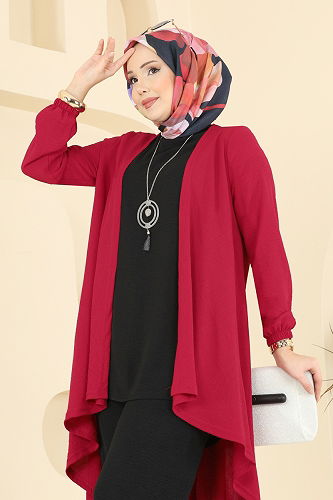 moda selvim طقم أحمر و أسود PL8058 - Thumbnail