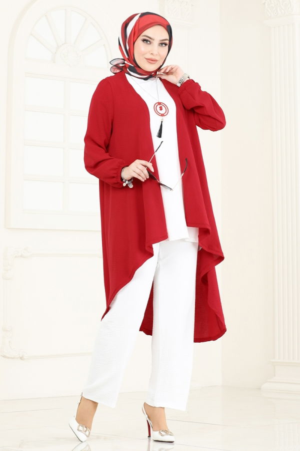 Modaselvim NET 20%+20% DISCOUNT IN THE CARD Combined PL8058 Red&Ecru