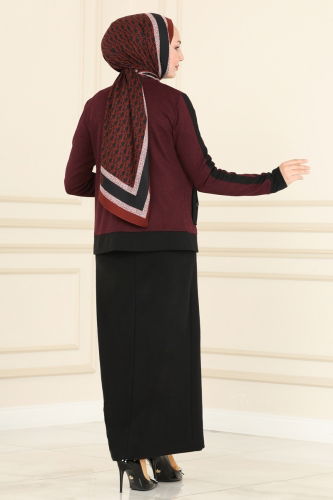 moda selvim Combined PL9017 Burgundy & Black - Thumbnail