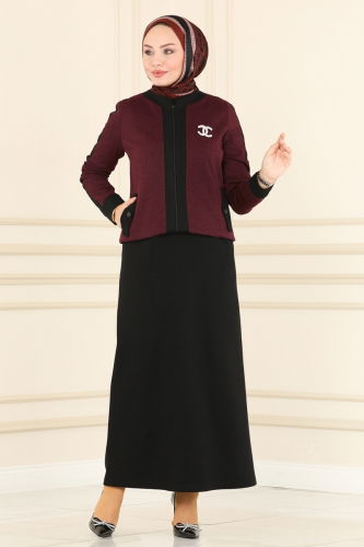 moda selvim Combined PL9017 Burgundy & Black - Thumbnail