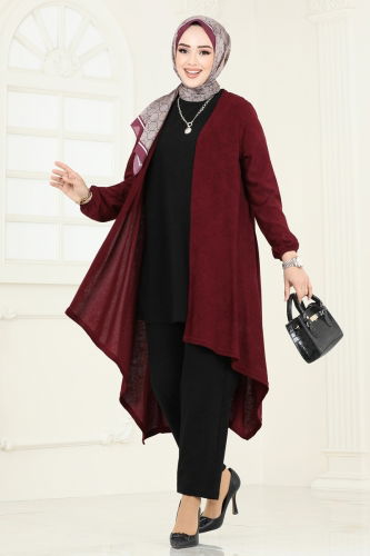 moda selvim Combined PL9038 Black & Burgundy - Thumbnail