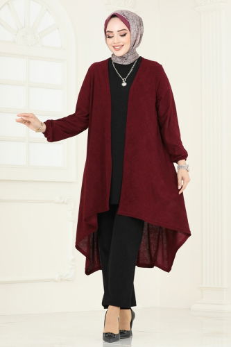 moda selvim Combined PL9038 Black & Burgundy - Thumbnail