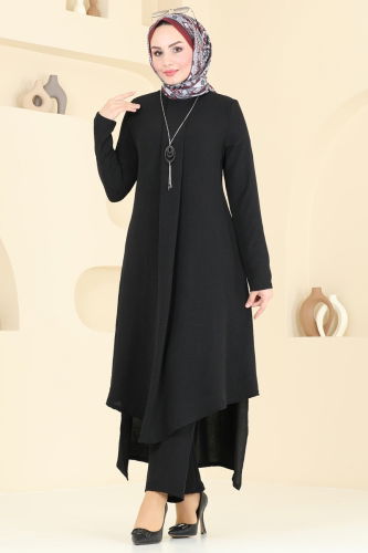 moda selvim طقم أسود PL9055 - Thumbnail