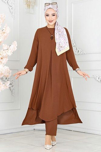 moda selvim طقم بني PL9055 - Thumbnail