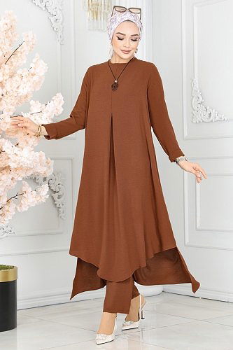 moda selvim طقم بني PL9055 - Thumbnail