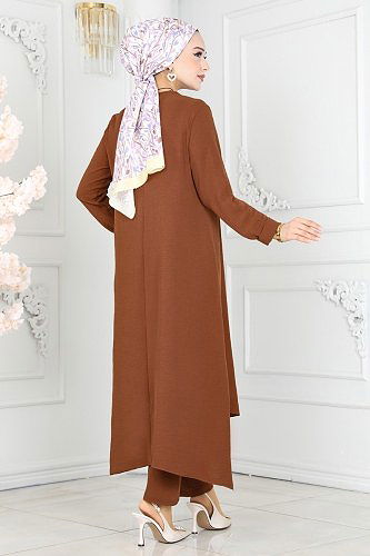 moda selvim طقم بني PL9055 - Thumbnail