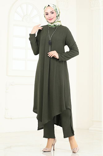 moda selvim طقم اخضر عفني PL9055 - Thumbnail