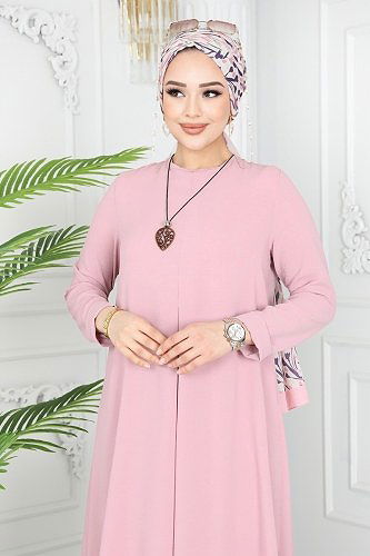 moda selvim طقم بيج وردي PL9055 - Thumbnail