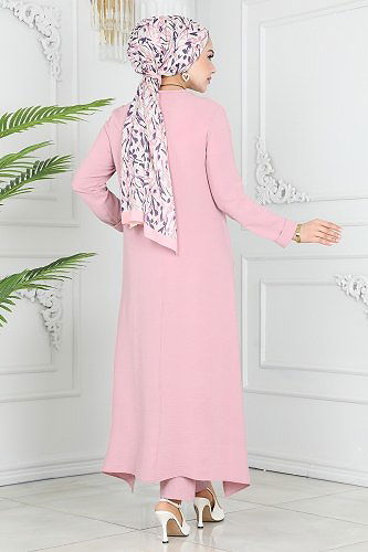 moda selvim طقم بيج وردي PL9055 - Thumbnail