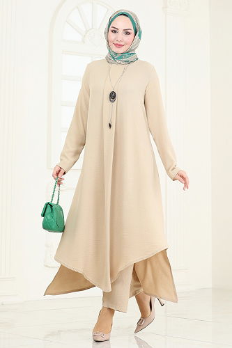 moda selvim طقم بيج PL9055 - Thumbnail