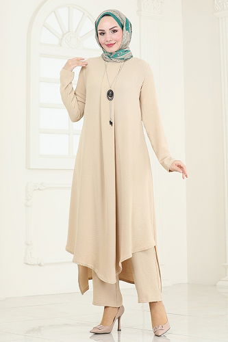 moda selvim طقم بيج PL9055 - Thumbnail