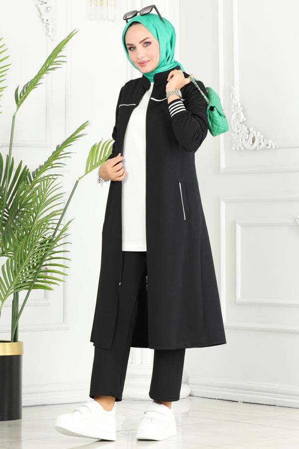 Modaselvim Hijab Combinations Combined PL9073 Black&Ecru