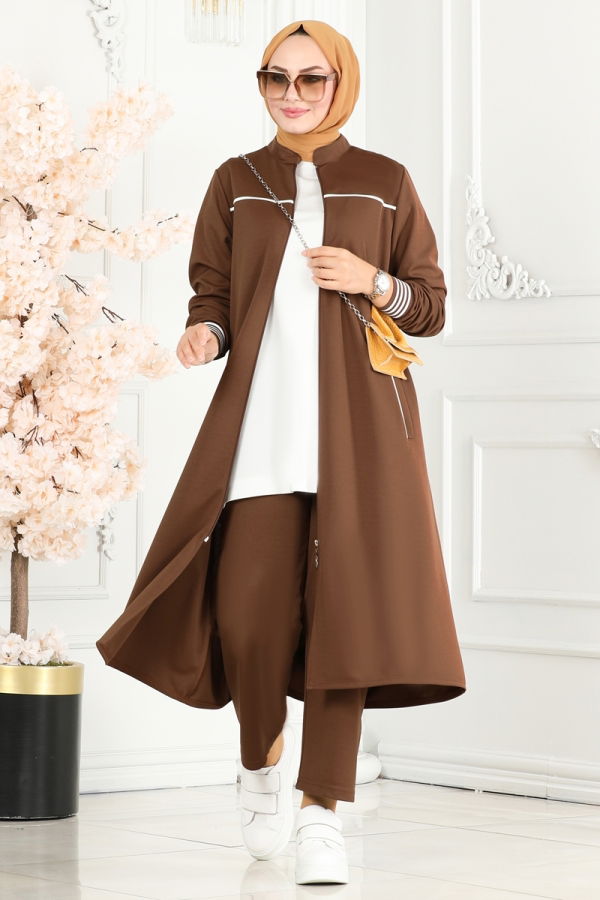 Modaselvim Hijab Combinations Combined PL9073 Brown&Ekru