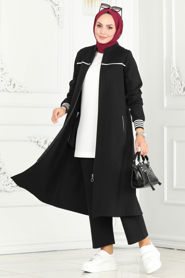 Modaselvim Hijab Combinations COMBINED PL9075 Black&Ecru