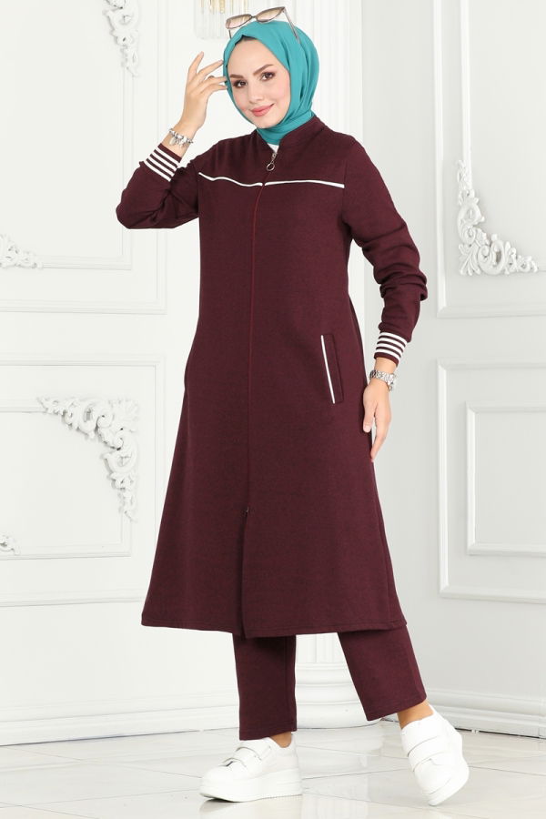 Modaselvim Hijab Combinations COMBINED PL9075 Burgundy&Ecru