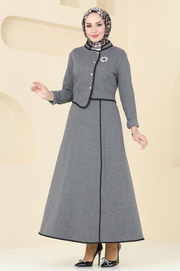 Modaselvim Hijab Combinations Combined PL9084 Gray