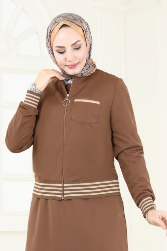 moda selvim طقم بني PL9093 - Thumbnail