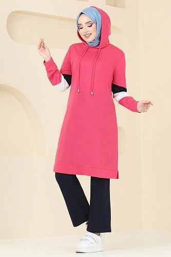 moda selvim Combined PL9101 Fuchsia&Navy Blue - Thumbnail