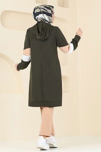 moda selvim طقم أخضر عفني و بيج PL9101 - Thumbnail