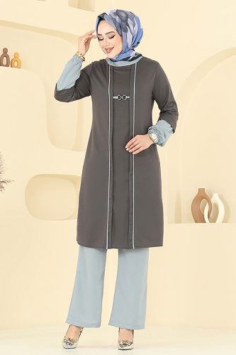 moda selvim طقم رمادي غامق & رمادي PL9119 - Thumbnail