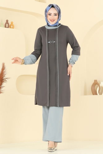 moda selvim طقم رمادي غامق & رمادي PL9119 - Thumbnail