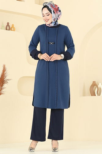 moda selvim طقم أزرق وكحلي PL9119 - Thumbnail