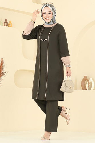 moda selvim طقم اخضر عفني PL9119 - Thumbnail