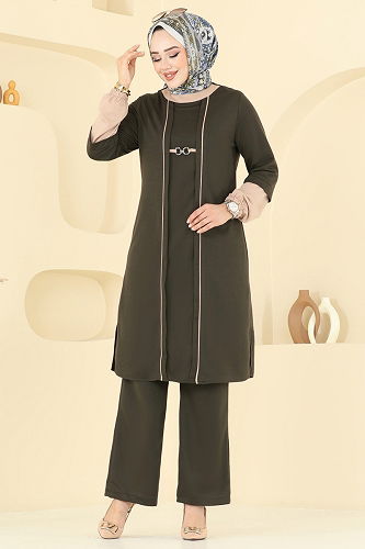 moda selvim طقم اخضر عفني PL9119 - Thumbnail