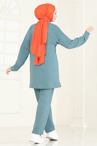 moda selvim طقم أخضر باهت PL9120 - Thumbnail