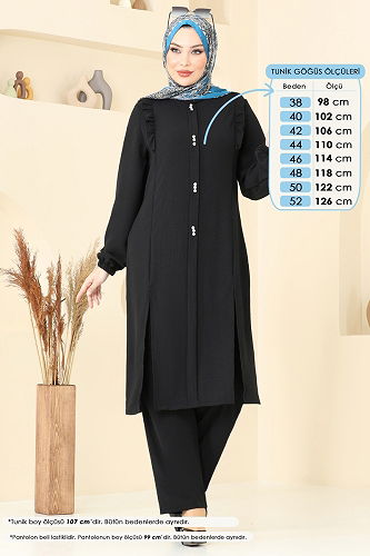 moda selvim طقم أسود PL9125 - Thumbnail