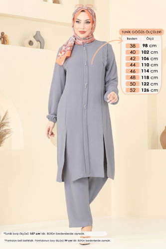 moda selvim طقم رمادي PL9125 - Thumbnail