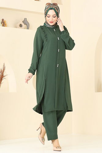 moda selvim طقم اخضر عفني PL9125 - Thumbnail