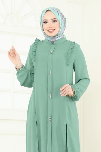 moda selvim طقم أخضر باهت PL9125 - Thumbnail